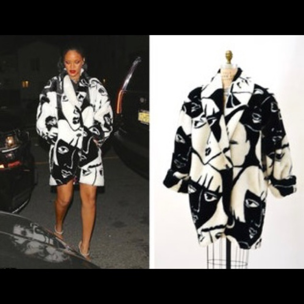 Donny Brooks RIHANNA Faces Plush Jacket 1980’s Oversized Large - Picture 2 of 16